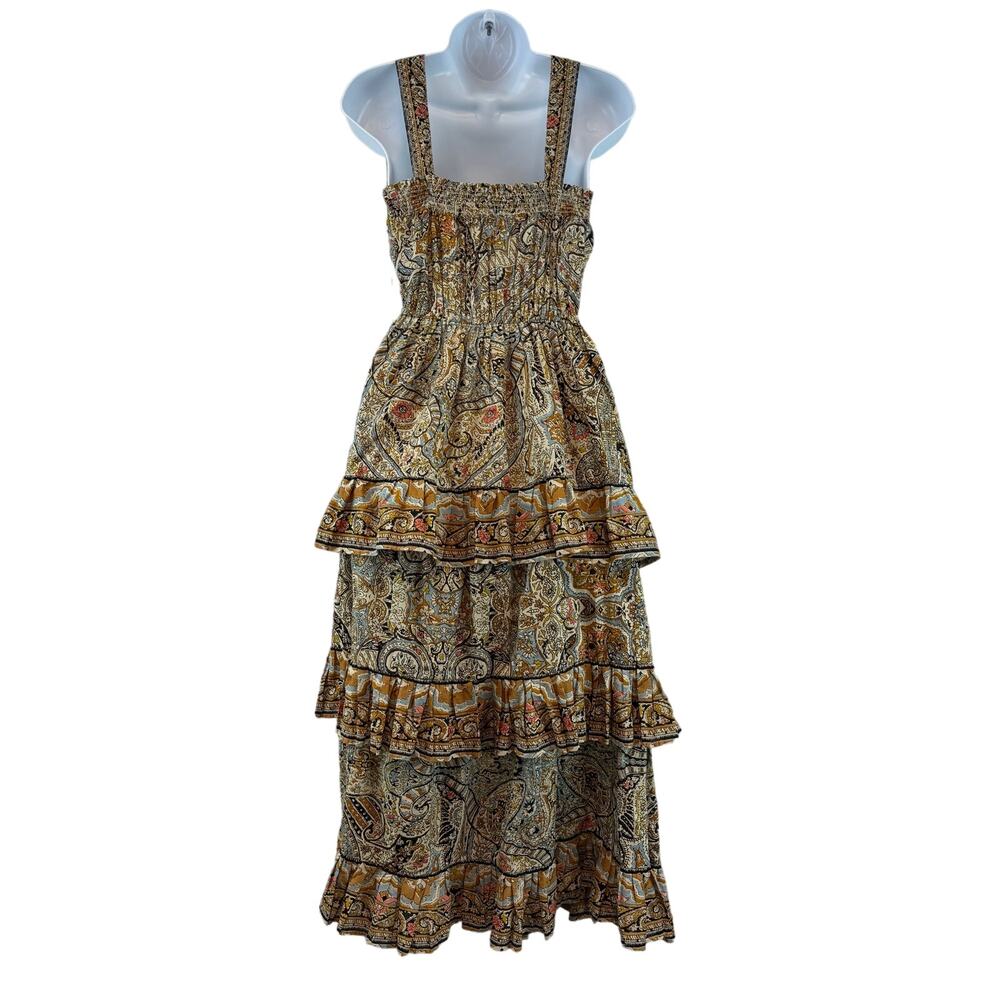 Cleobella Kaleidoscope Rosalie Ruffled Tiered Smocked Midi Dress Boho Size Large - Picture 8 of 14